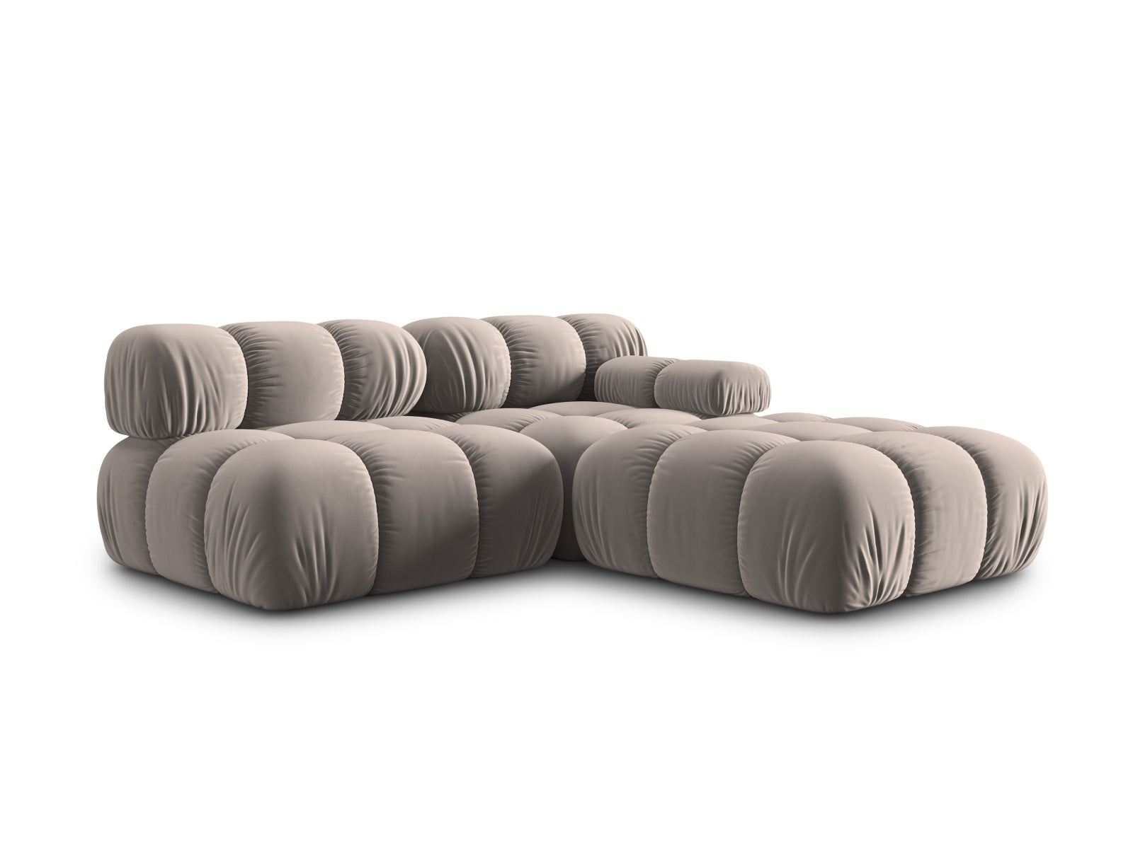 Elegantes Bellis Velour Sofa, 4-Sitzer, linksseitig, in stilvollem Cappuccino, ideal für zeitgemäße Wohnräume von Micadoni.