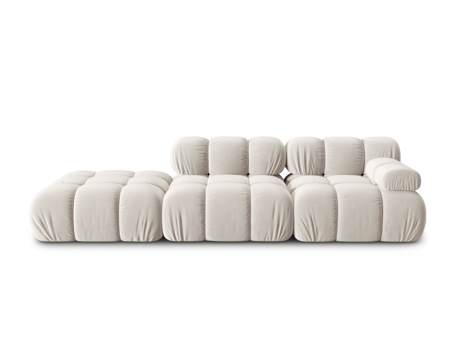 Bellis Velour modulares Sofa links 4 Sitzer 94cm in Dark Beige-Bluvel präsentiert im Onlineshop von KAQTU Design AG. L-Sofa links ist von Micadoni