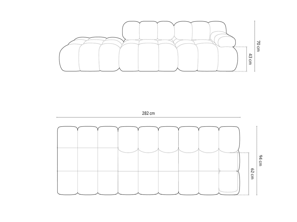 Bellis Velour modulares Sofa links 4 Sitzer 94cm in Dark Beige-Bluvel präsentiert im Onlineshop von KAQTU Design AG. L-Sofa links ist von Micadoni