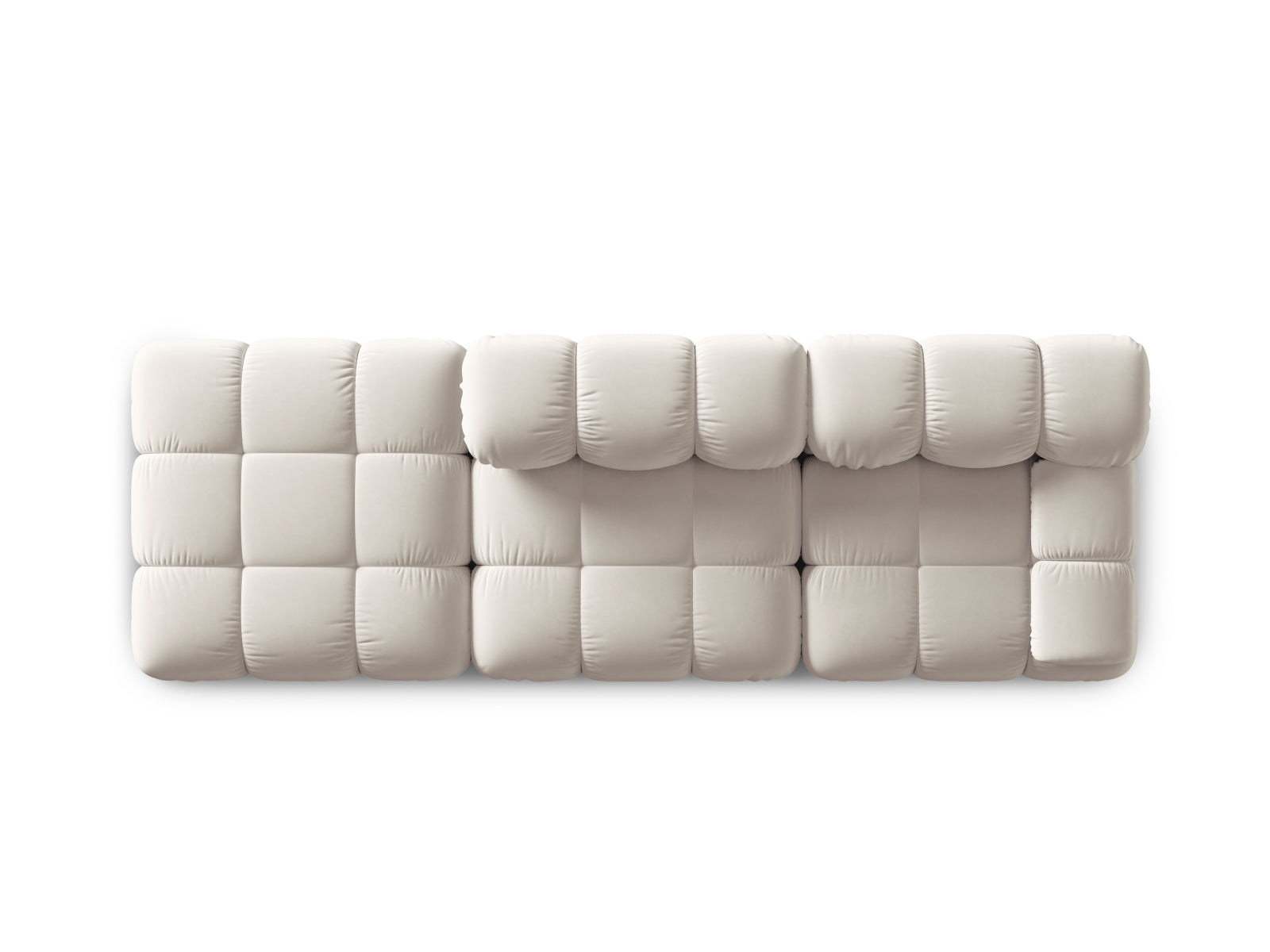 Elegantes Bellis Velour Sofa in sanftem Dunkelbeige, linksseitig, 4-Sitzer, ideal für stilvolle und einladende Wohnräume von Micadoni.