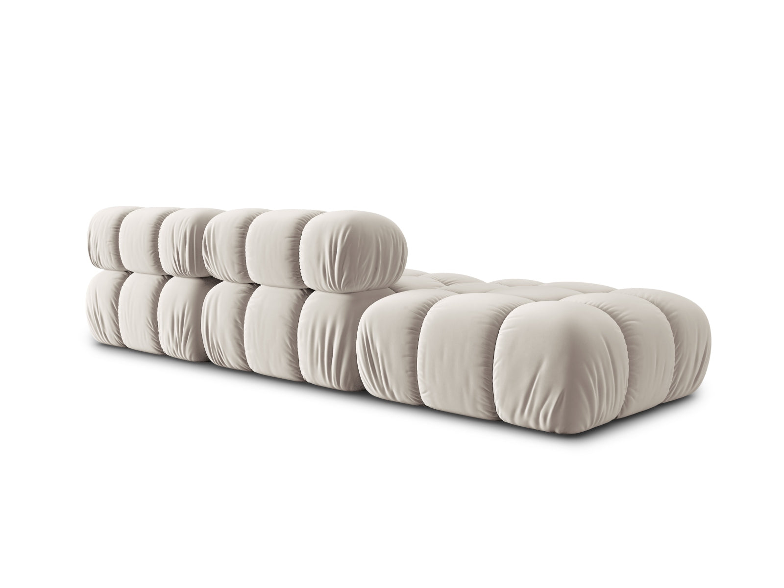 Modulares Bellis Velour Sofa in edlem Dunkelbeige, linksseitig, 4-Sitzer, perfekt für moderne und gemütliche Wohnambiente von Micadoni.