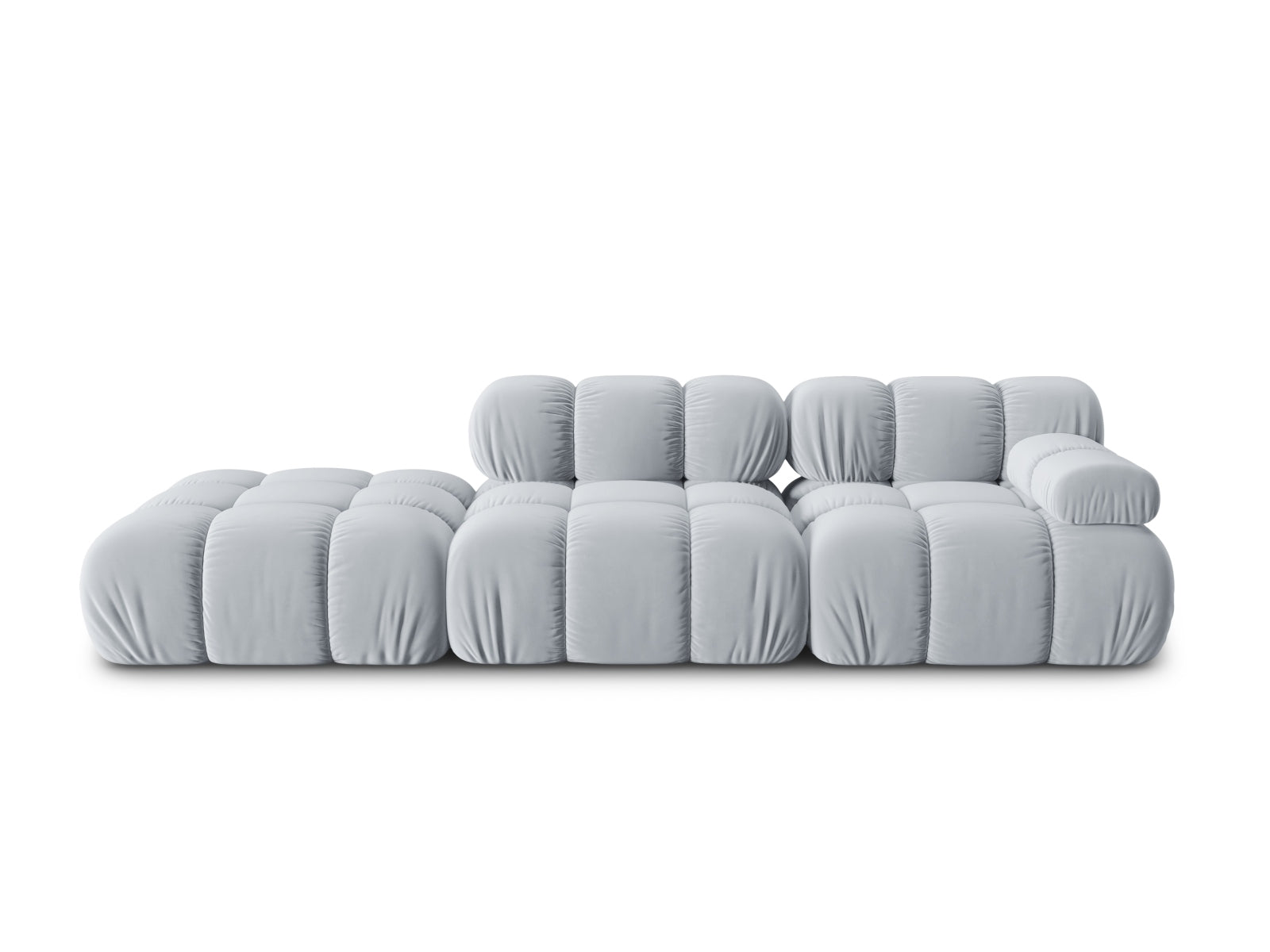 Bellis Velour modulares Sofa links 4 Sitzer 94cm in Light Blue-Bluvel präsentiert im Onlineshop von KAQTU Design AG. L-Sofa links ist von Micadoni
