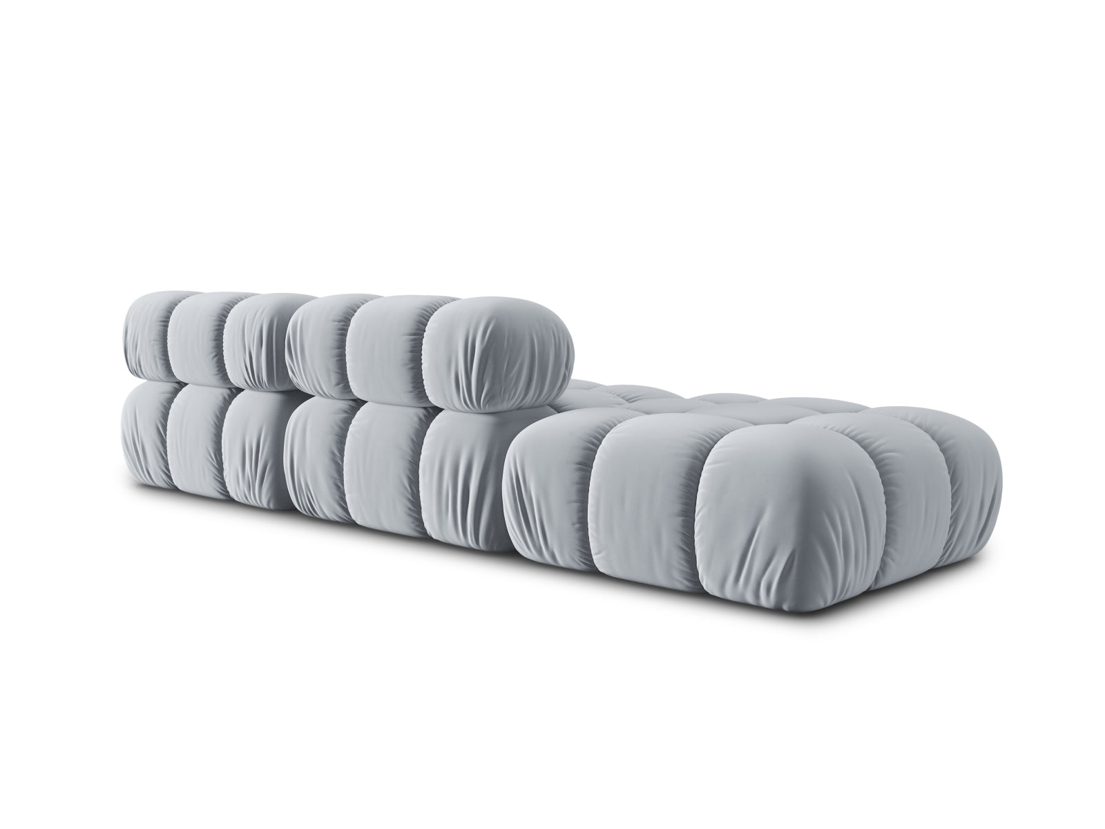 Modulares 4-Sitzer Sofa Bellis in zartem Hellblau, linksseitig, perfekt für moderne Wohnkonzepte und entspannte Stunden.