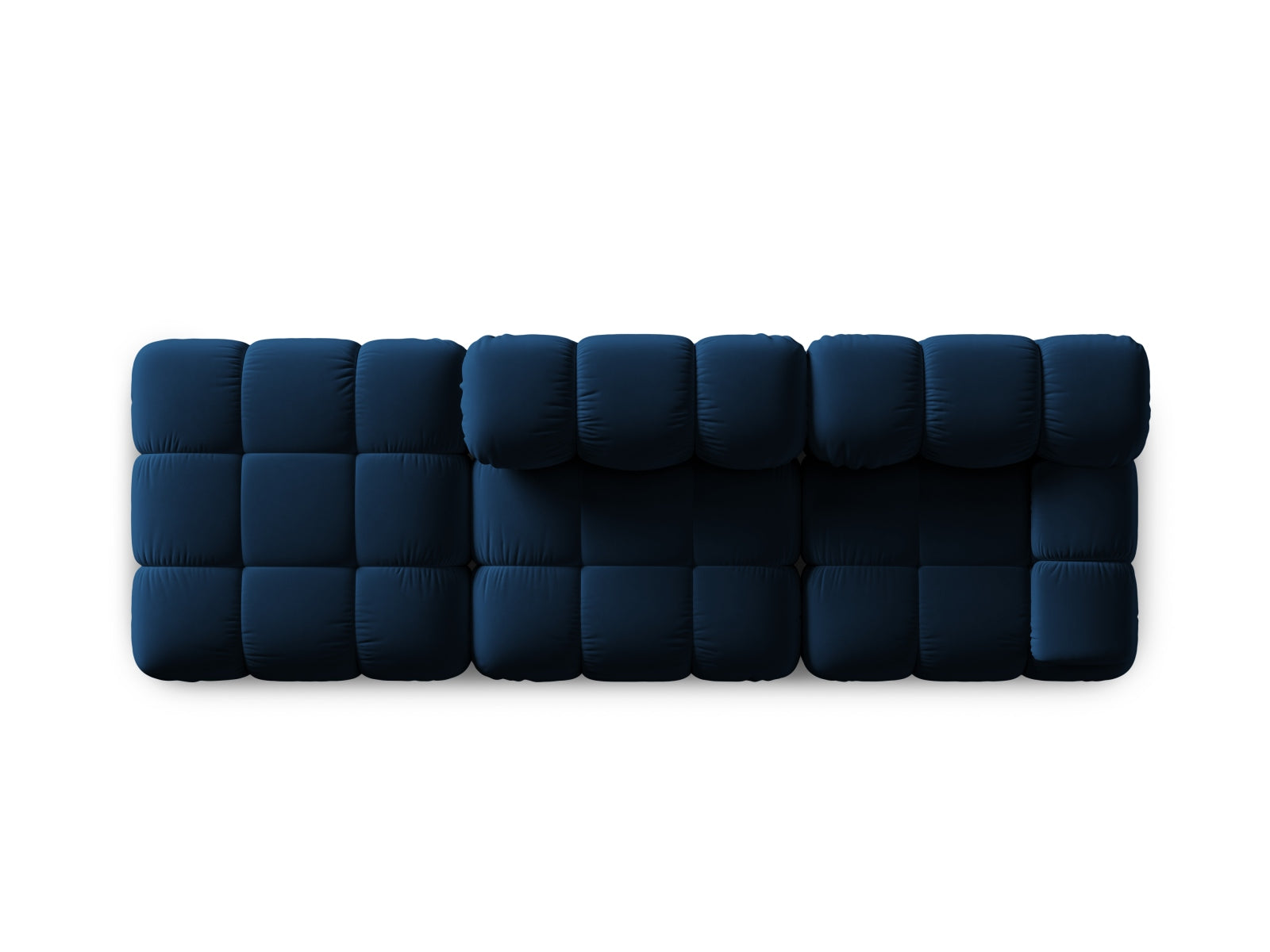 Elegantes Bellis Velour Sofa in Royalblau, linksseitig, 4-Sitzer, ideal für stilvolle Wohnräume, erhältlich bei Micadoni.