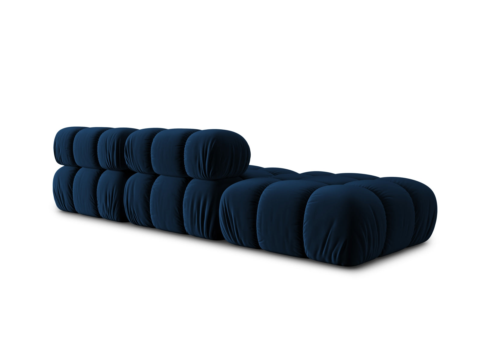Modulares Bellis Velour Sofa in Royalblau, linksseitig, 4-Sitzer, perfekt für moderne Wohnkonzepte, erhältlich bei Micadoni.