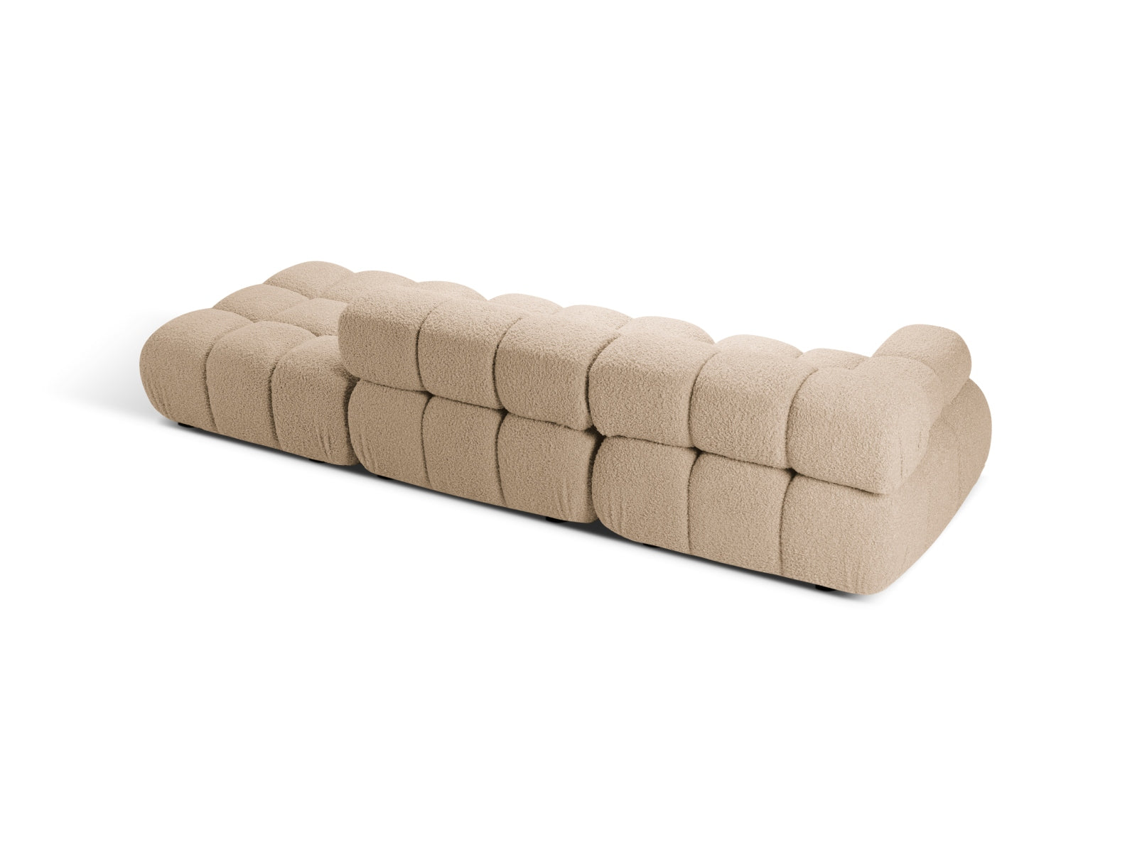 Modulares Bellis Boucle Sofa in sanften Sandtönen, 4-Sitzer, perfekt für moderne Wohnkonzepte, erhältlich bei Micadoni.