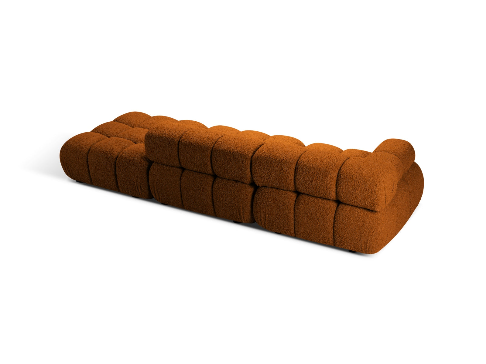 Modulares Bellis Boucle Sofa in warmem Ziegelrot, 4-Sitzer, rechte Ausführung, perfekt für moderne und gemütliche Wohnambiente.