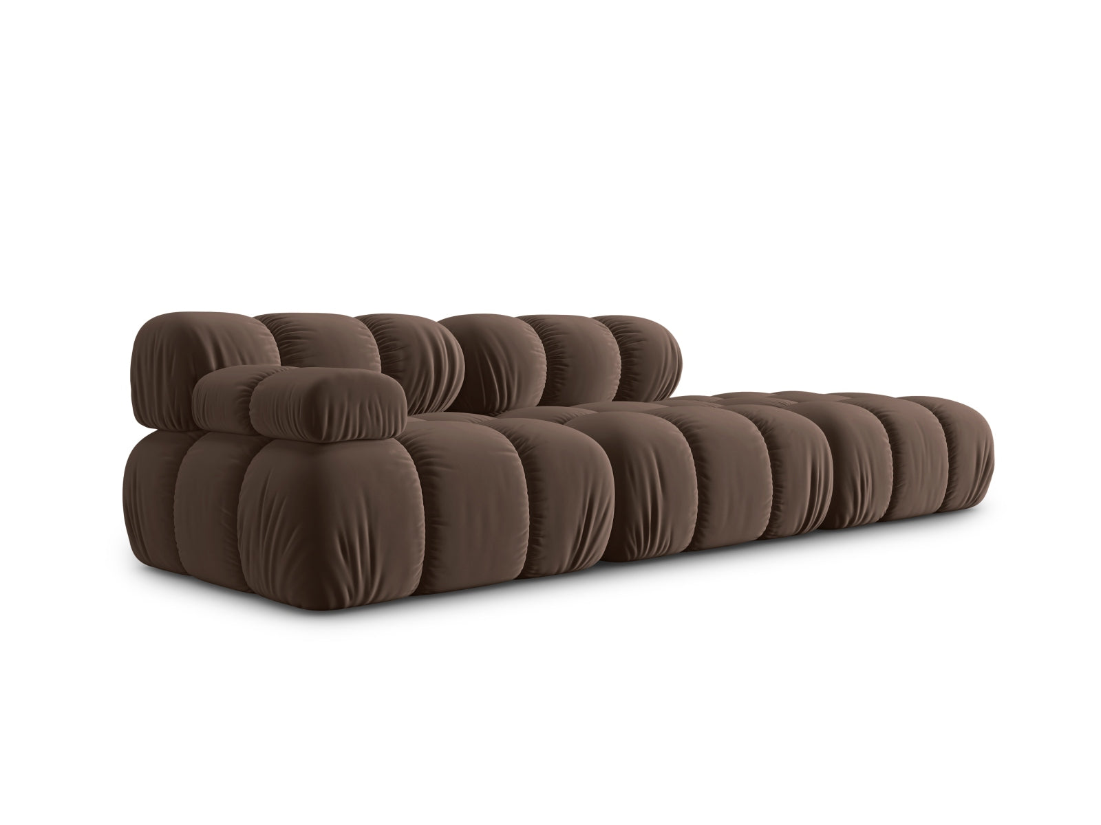 Modulares 4-Sitzer Sofa Bellis in edlem Velours, rechte Ausführung, perfekt für moderne Wohnkonzepte und gemütliche Atmosphäre.