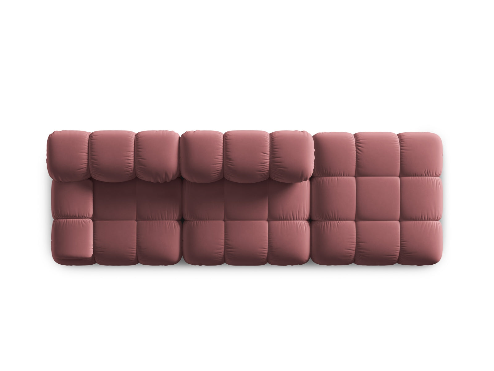 Elegantes Bellis Velour Sofa in sanftem Rosa, 4-Sitzer, rechtsseitig, ideal für stilvolle Wohnräume und gemütliche Entspannung.