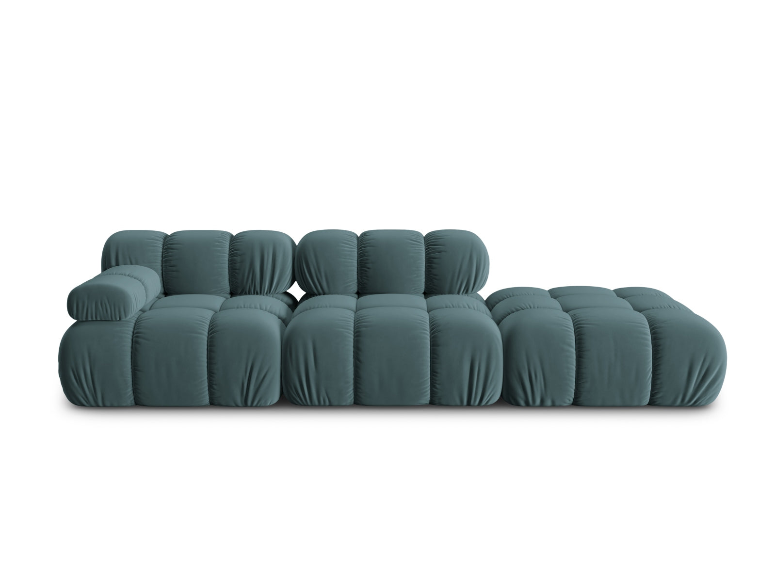 Bellis Velour modulares Sofa rechts 4 Sitzer 94cm in Turquoise-Bluvel präsentiert im Onlineshop von KAQTU Design AG. L-Sofa rechts ist von Micadoni