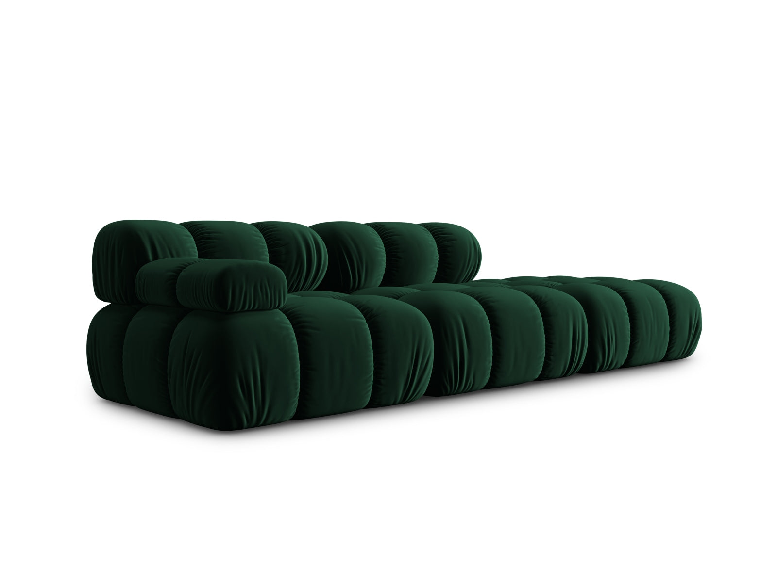 Modulares Bellis Velour Sofa in edlem Flaschengrün, 4-Sitzer, rechte Ausführung, perfekt für moderne Wohnkonzepte.