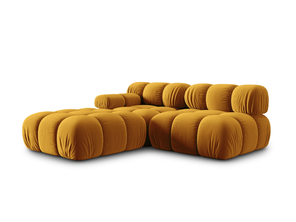 Bellis Velour modulares Sofa rechts 4 Sitzer 94cm in Yellow-Bluvel präsentiert im Onlineshop von KAQTU Design AG. L-Sofa rechts ist von Micadoni