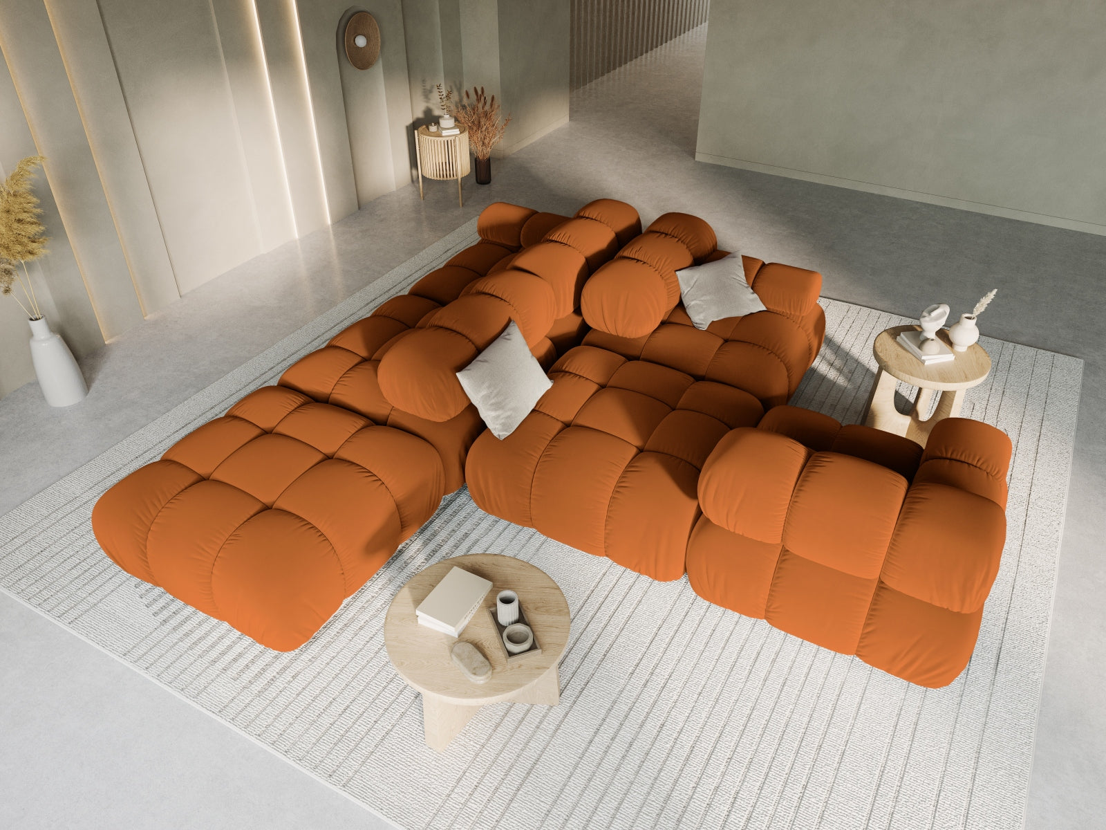 Entdecken Sie das stilvolle Bellis Velour Sofa von Micadoni – ein elegantes, modulares 4-Sitzer Sofa in luxuriösem Velour für Ihr Zuhause.