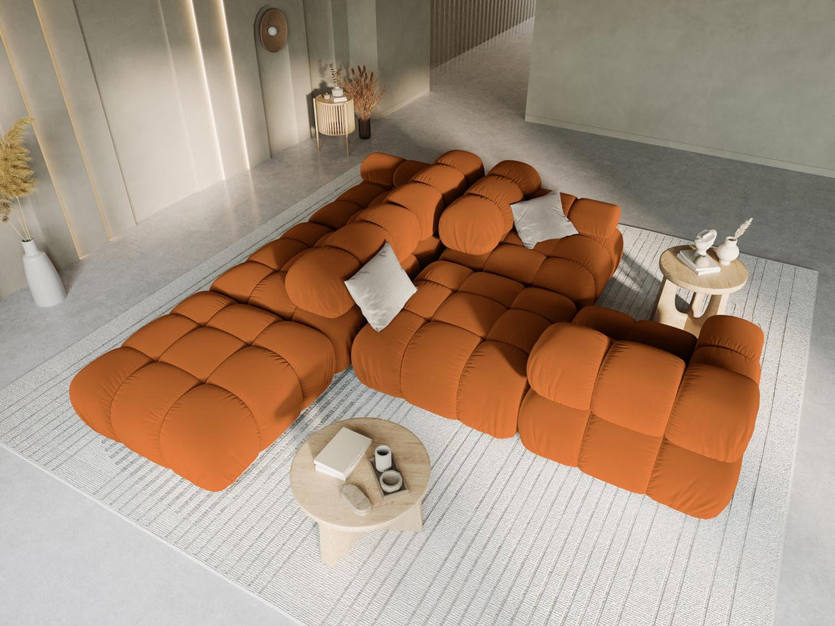 Bellis Velour modulares Sofa rechts 4 Sitzer 94cm in Terracotta-Bluvel präsentiert im Onlineshop von KAQTU Design AG. L-Sofa rechts ist von Micadoni