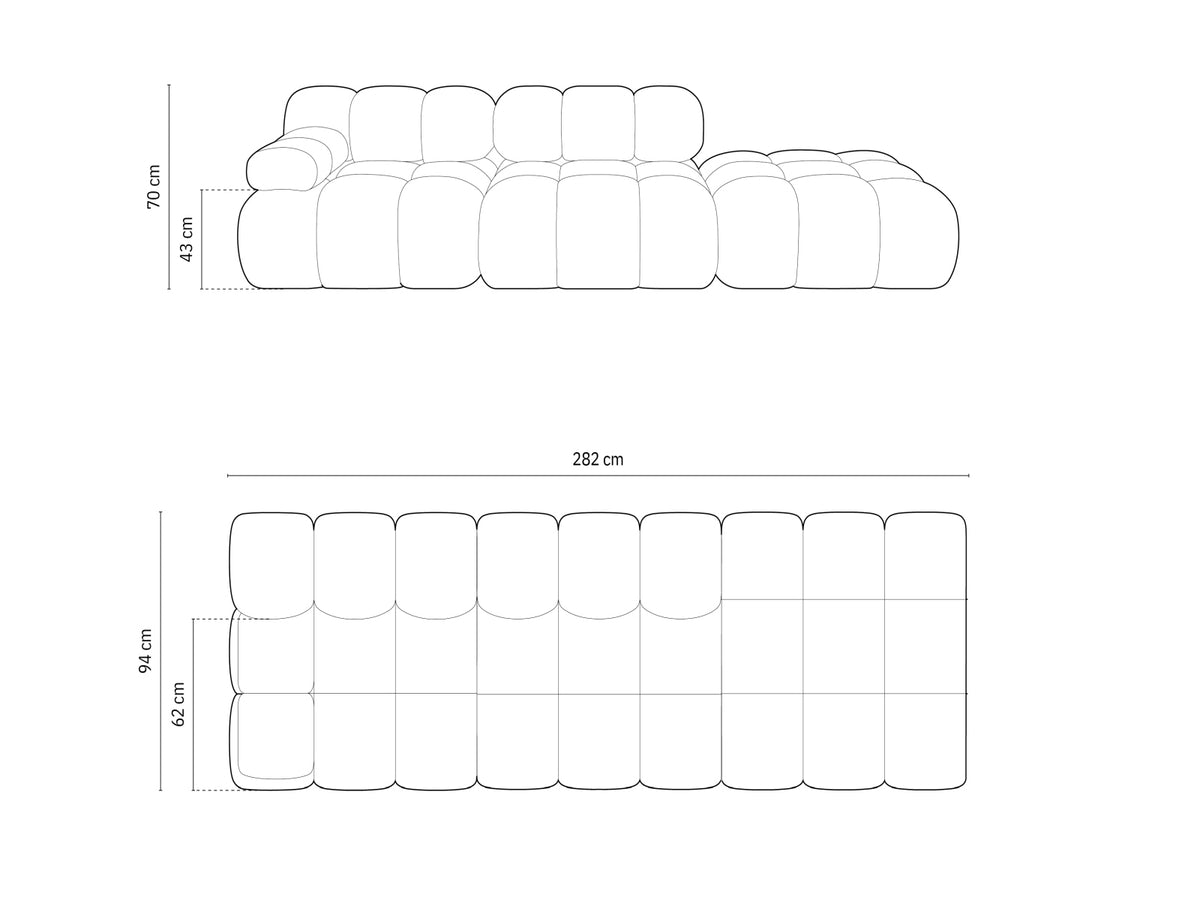 Bellis Velour modulares Sofa rechts 4 Sitzer 94cm in Dark Beige-Bluvel präsentiert im Onlineshop von KAQTU Design AG. L-Sofa rechts ist von Micadoni