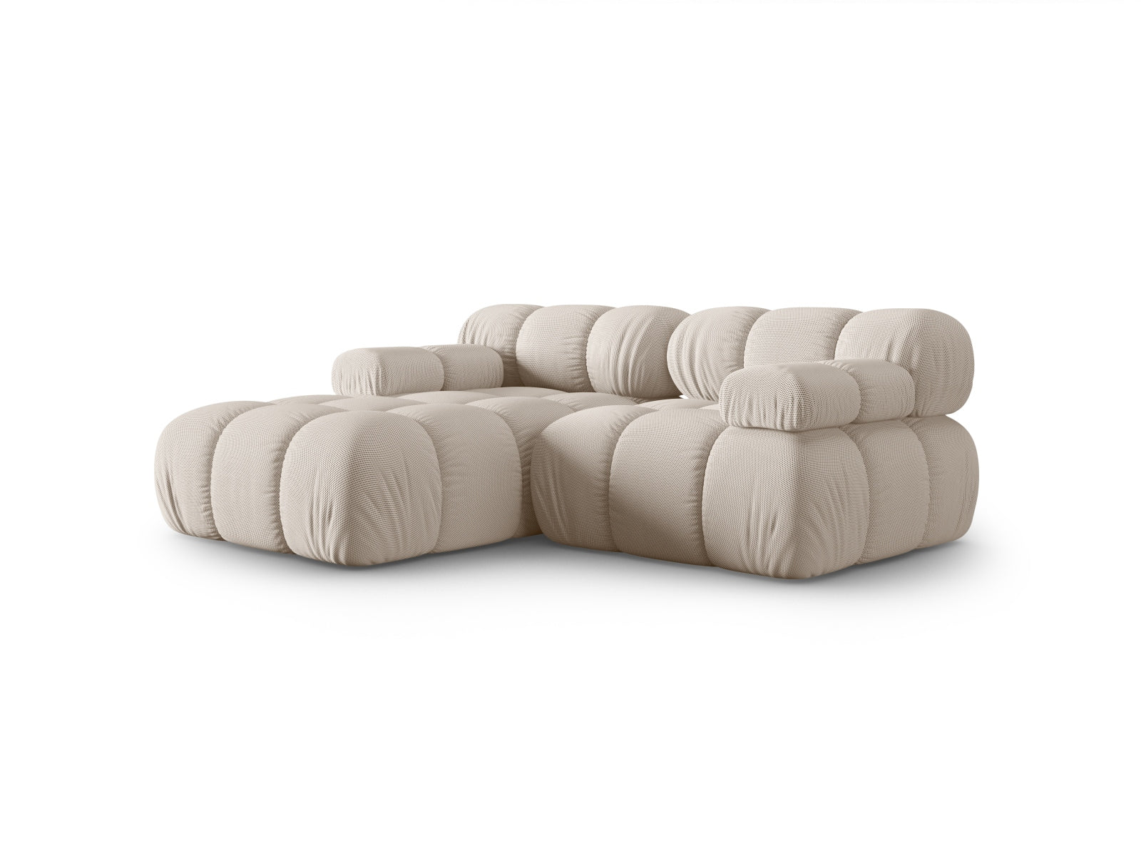 Elegantes Bellis Ecksofa in Light Beige, 3-Sitzer, 155 cm, ideal für stilvolle Wohnräume, erhältlich bei KAQTU Design AG.