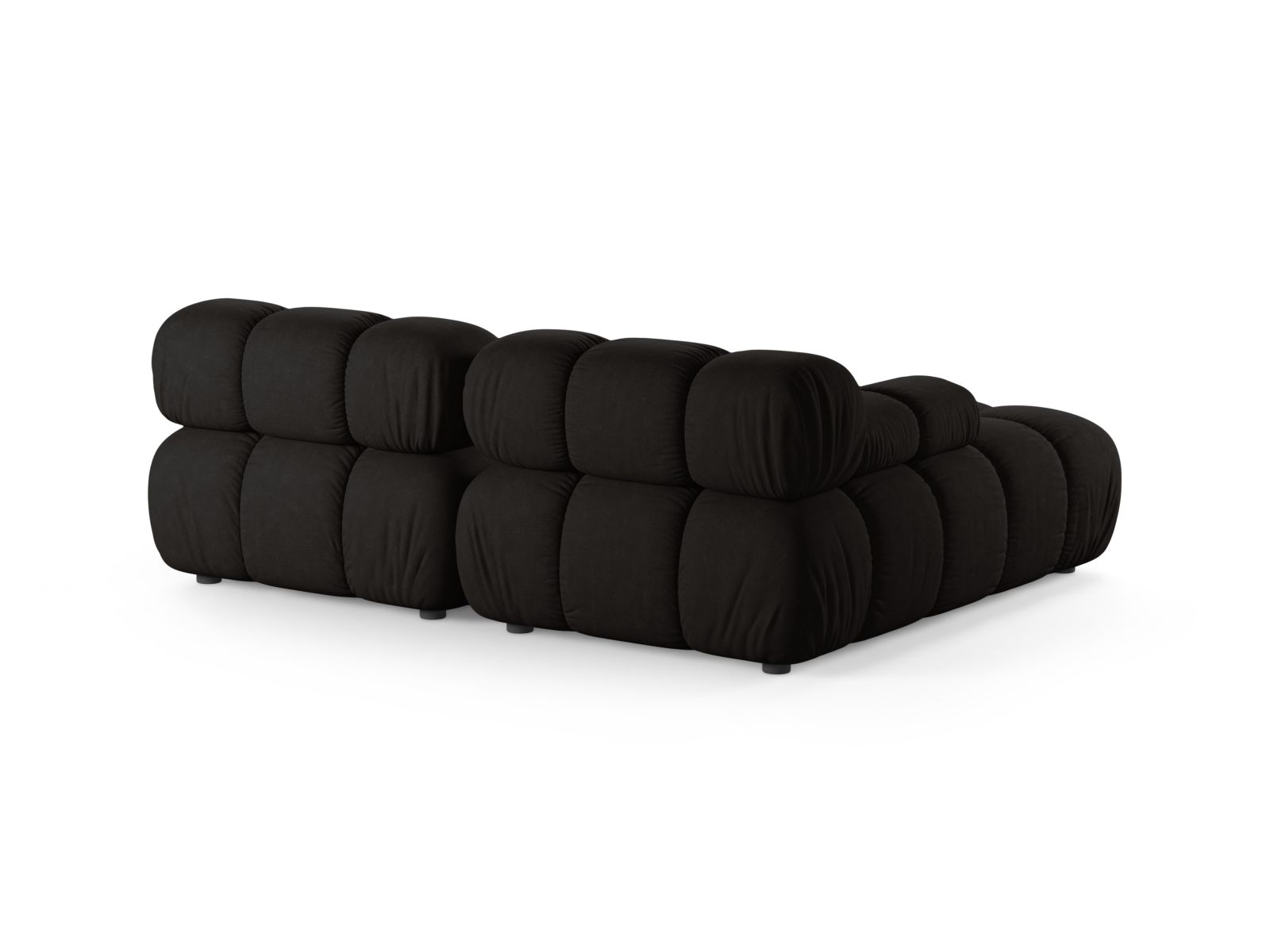 Elegantes, modulares 3-Sitzer Ecksofa Bellis in stilvollem Schwarz, linksseitig, ideal für zeitgemäße Wohnräume. Hochwertige Verarbeitung von Micadoni.