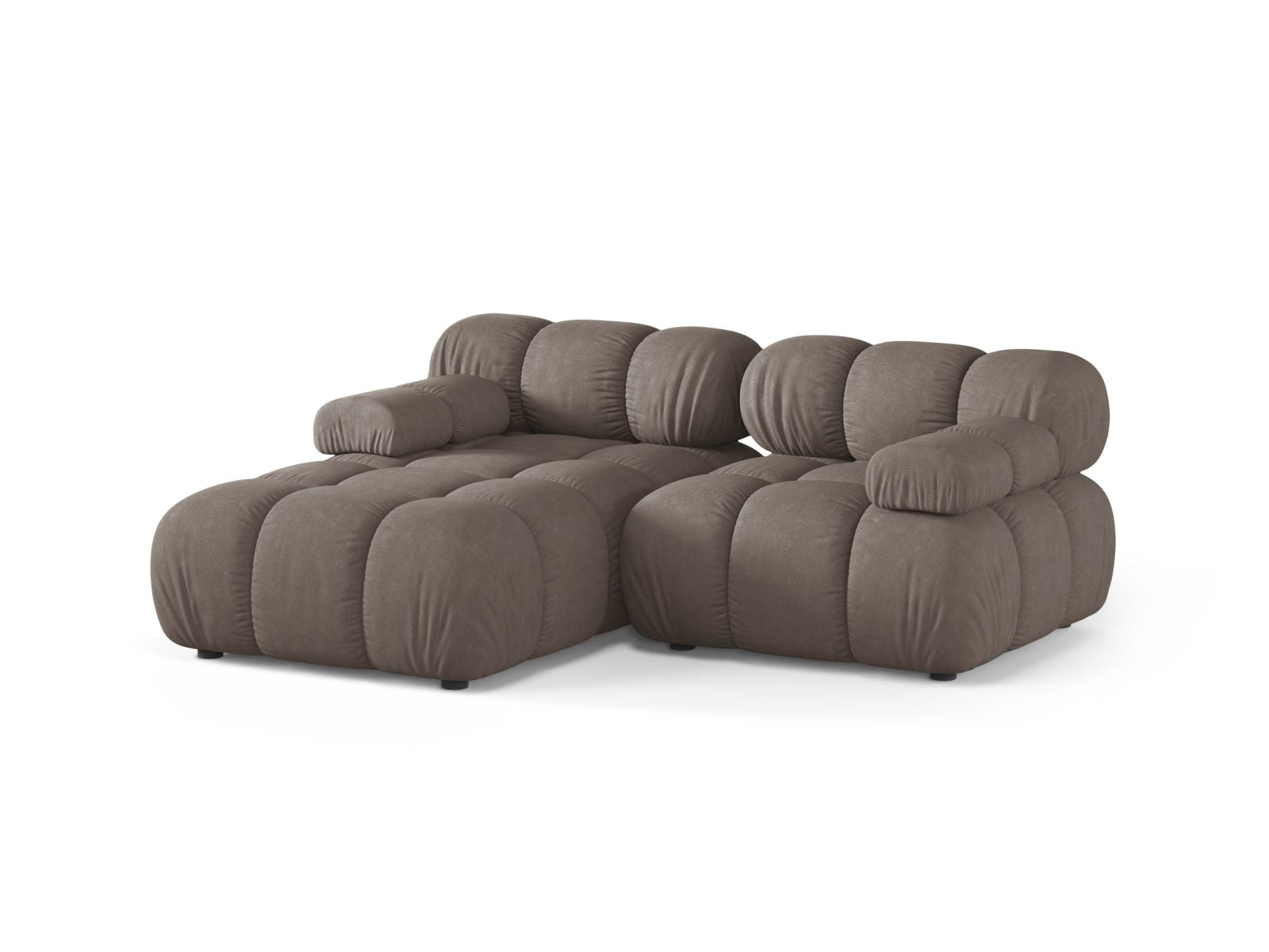 Modulares 3-Sitzer Ecksofa Bellis in elegantem Cappuccino-Liberty, ideal für stilvolle Wohnräume, erhältlich bei KAQTU Design AG.
