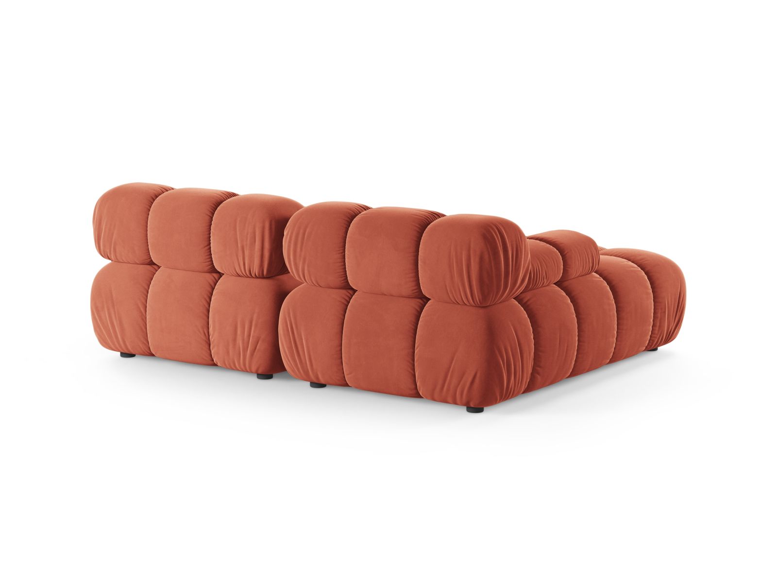 Modulares 3-Sitzer Ecksofa Bellis in Coral-Venus, linksseitig, ideal für moderne Wohnräume mit einem Hauch von Eleganz und Komfort.