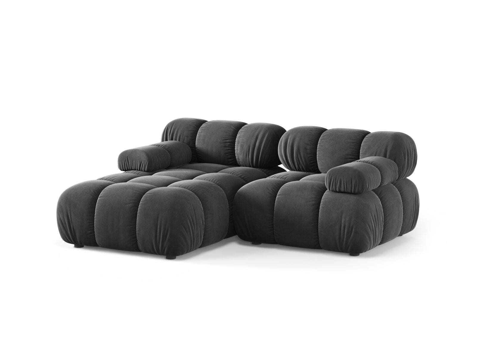 Elegantes 3-Sitzer Ecksofa links Bellis in stilvollem Grau, ideal für moderne Wohnräume, präsentiert von Micadoni.