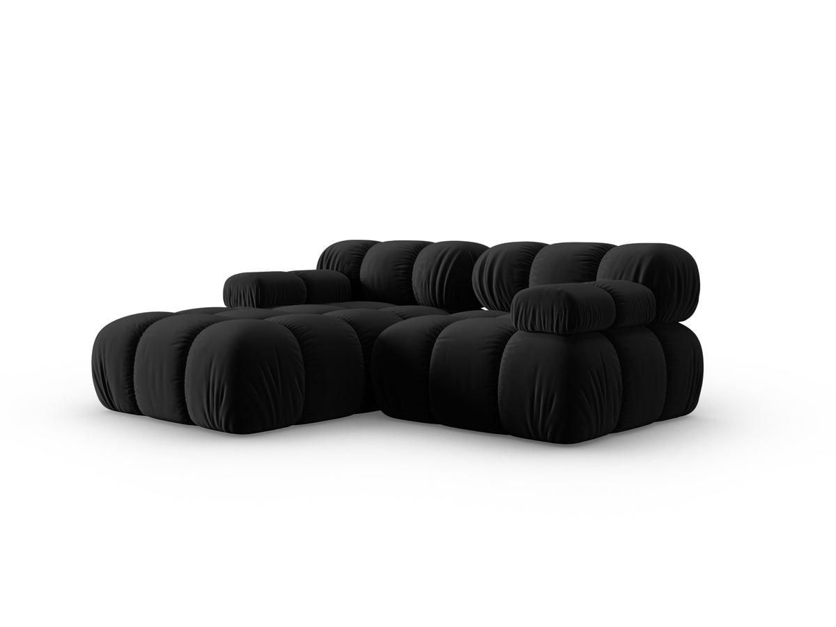Bellis Velour modulares Ecksofa links 3 Sitzer 155cm in Black-Bluvel präsentiert im Onlineshop von KAQTU Design AG. L-Sofa links ist von Micadoni