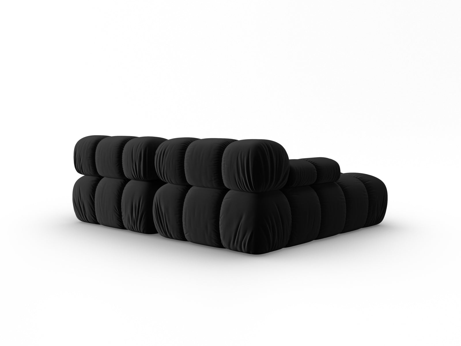 Modulares Bellis Velour Ecksofa in Schwarz-Bluvel, 3-Sitzer, linksseitig, perfekt für moderne Wohnkonzepte und gemütliche Stunden.