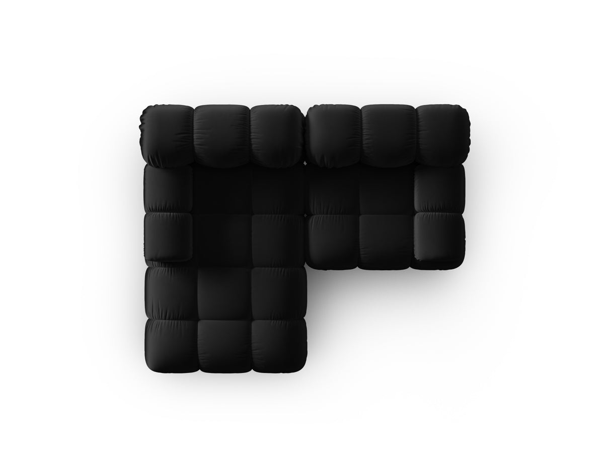 Bellis Velour modulares Ecksofa links 3 Sitzer 155cm in Black-Bluvel präsentiert im Onlineshop von KAQTU Design AG. L-Sofa links ist von Micadoni