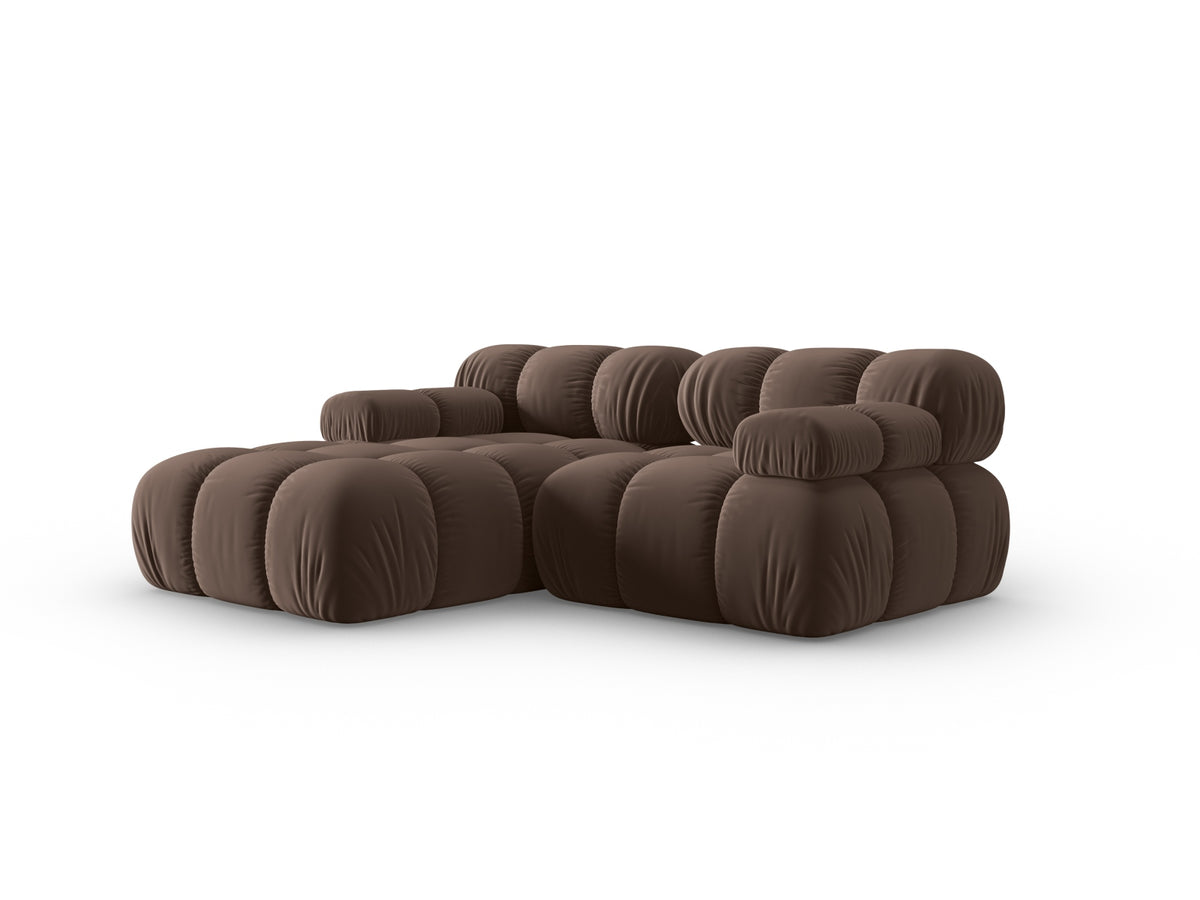 Bellis Velour modulares Ecksofa links 3 Sitzer 155cm in Dark Brown-Bluvel präsentiert im Onlineshop von KAQTU Design AG. L-Sofa links ist von Micadoni