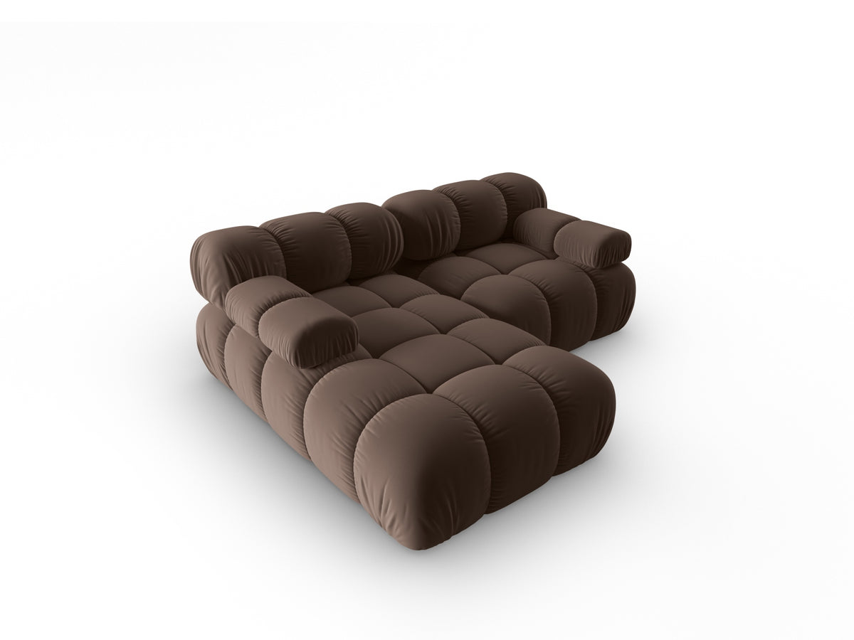 Bellis Velour modulares Ecksofa links 3 Sitzer 155cm in Dark Brown-Bluvel präsentiert im Onlineshop von KAQTU Design AG. L-Sofa links ist von Micadoni