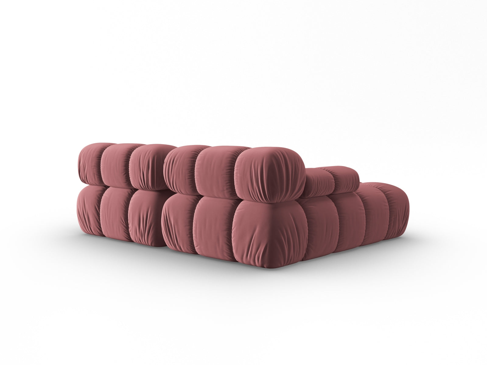 Elegantes Bellis Velour Ecksofa in sanften Rosatönen, 3-Sitzer, linksseitig, perfekt für stilvolle und gemütliche Wohnambiente.
