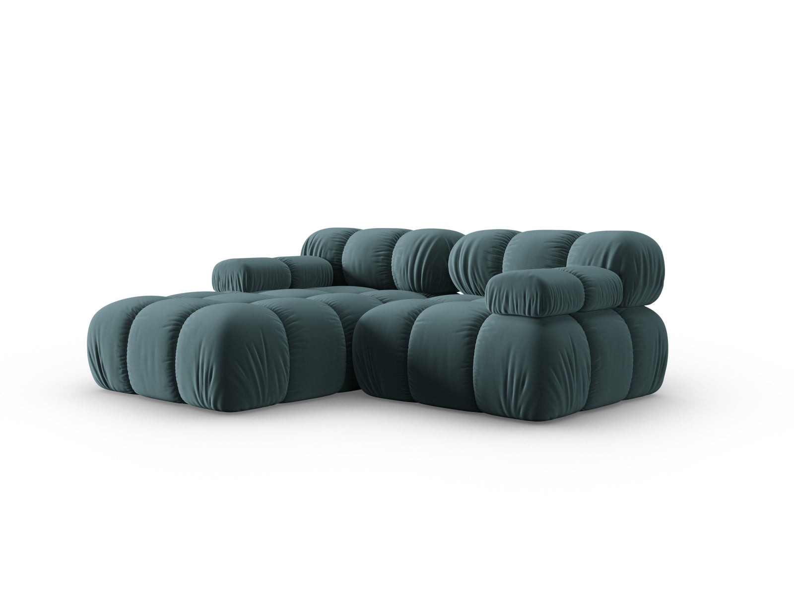 Modulares Ecksofa Bellis in Türkis, 3-Sitzer, linksseitig, aus weichem Velour, perfekt für moderne Wohnkonzepte von Micadoni.