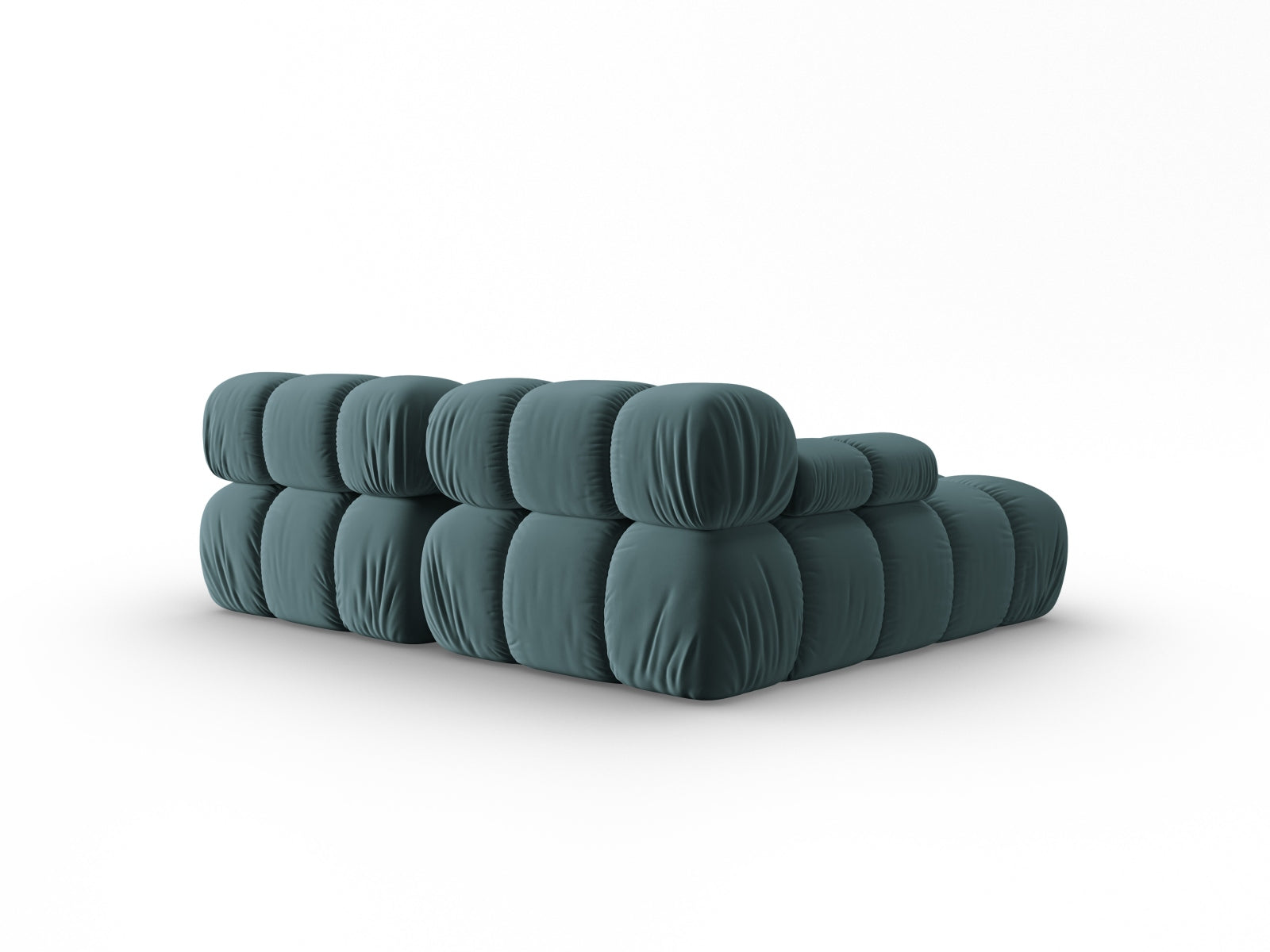 Elegantes, modulares L-Sofa Bellis in zartem Türkis, 3-Sitzer, linksseitig, gefertigt aus luxuriösem Velour für stilvolle Wohnambiente.