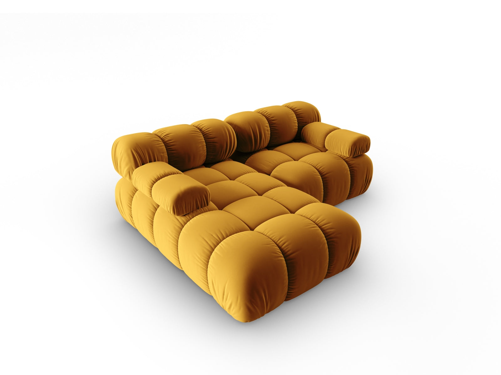 Stylisches modulares Ecksofa Bellis in Gelb-Blau, 3-Sitzer, linksseitig, 155 cm, ideal für trendbewusste Wohnräume und entspannte Stunden.