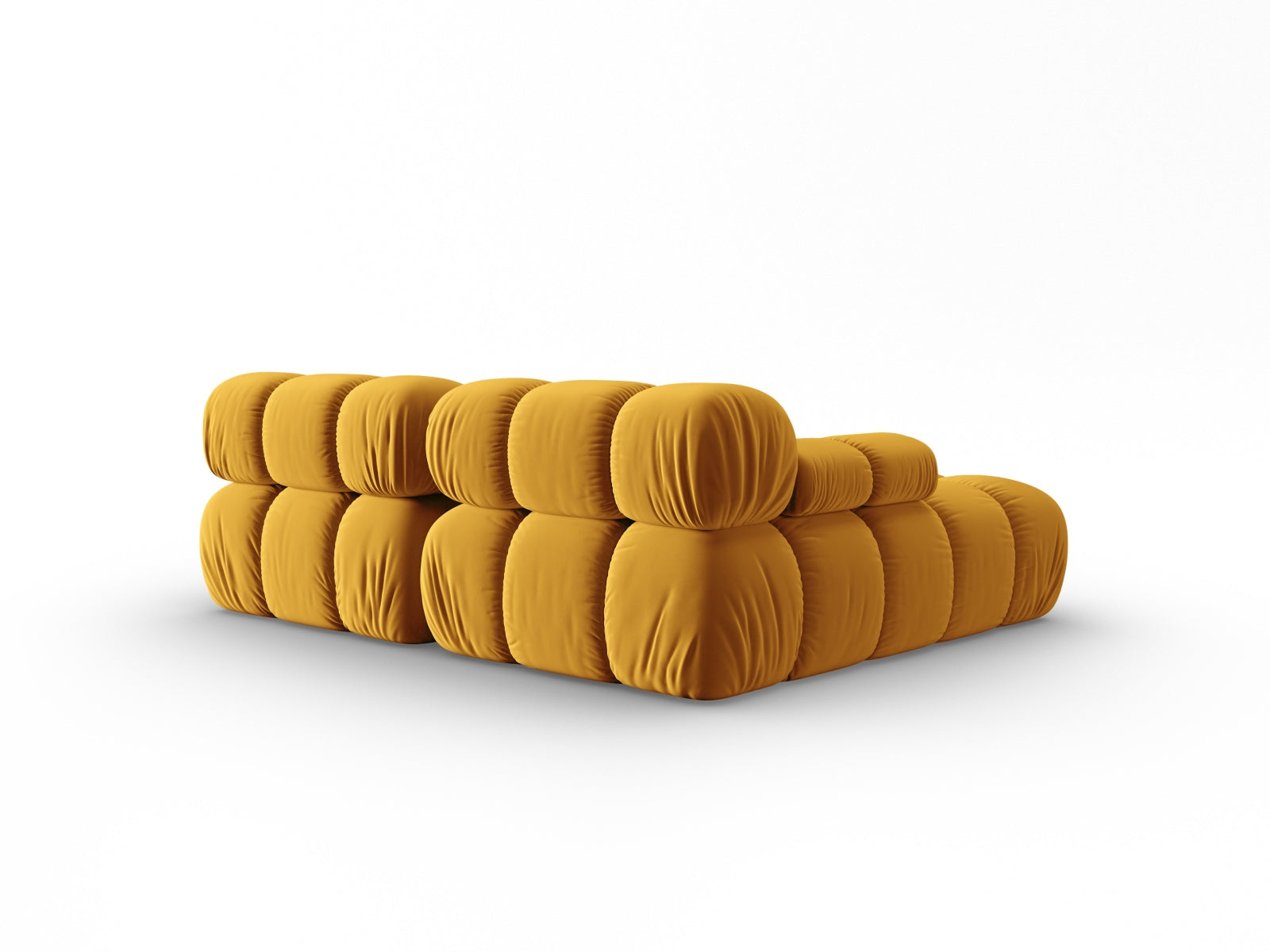 Elegantes Bellis Velour Ecksofa in Gelb-Blau, 3-Sitzer, linksseitig, 155 cm, perfekt für moderne Wohnkonzepte und gemütliche Abende.