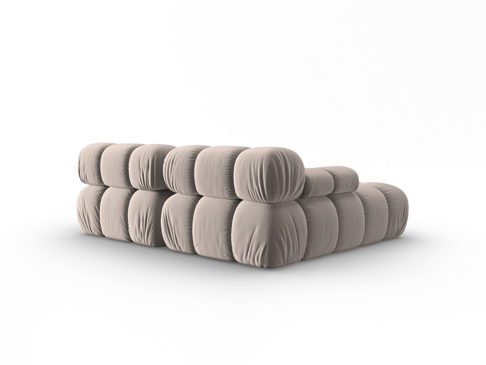 Modulares Ecksofa Bellis in luxuriösem Velours, linksseitig, 3-Sitzer mit 155 cm, perfekt für moderne Wohnkonzepte und gemütliche Atmosphäre.