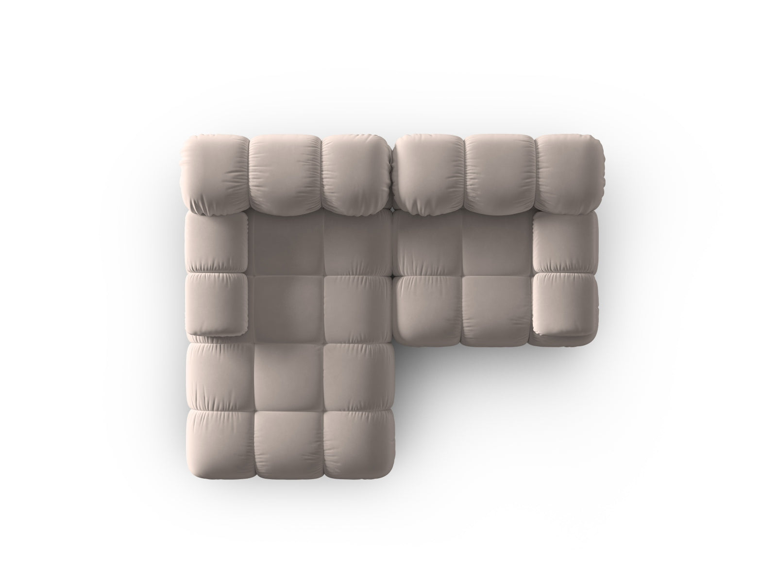 Elegantes, modulares Ecksofa Bellis aus weichem Velours, linksseitig, 3-Sitzer mit 155 cm, ideal für stilvolle und einladende Wohnräume.
