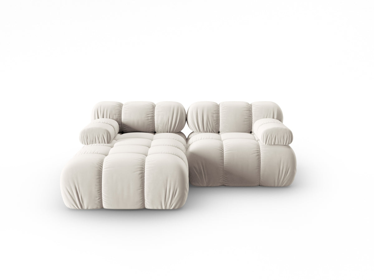 Bellis Velour modulares Ecksofa links 3 Sitzer 155cm in Dark Beige-Bluvel präsentiert im Onlineshop von KAQTU Design AG. L-Sofa links ist von Micadoni