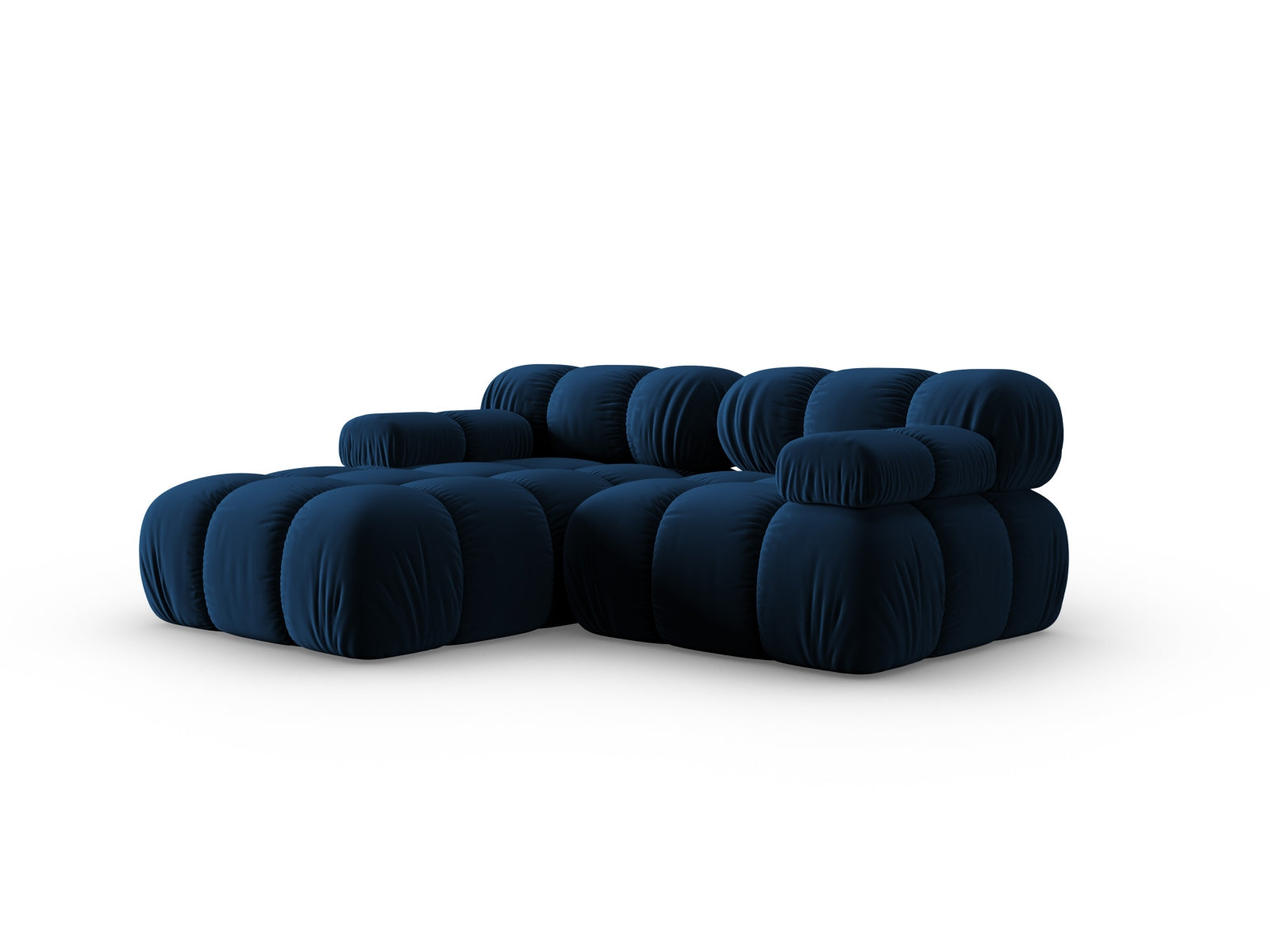 Modulares Bellis Velour Ecksofa in Royal Blue, 3-Sitzer, linksseitig, perfekt für moderne Wohnkonzepte, angeboten von Micadoni.