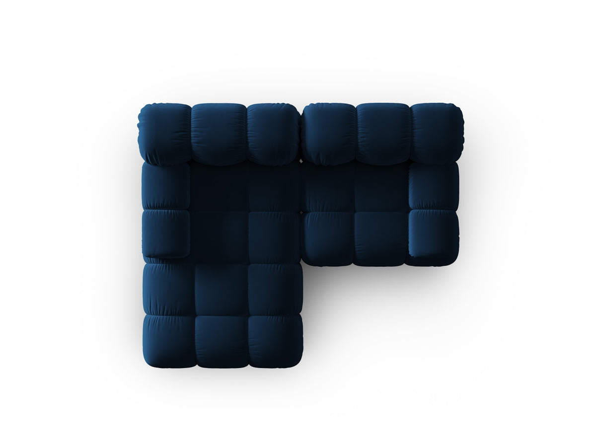 Bellis Velour modulares Ecksofa links 3 Sitzer 155cm in Royal Blue-Bluvel präsentiert im Onlineshop von KAQTU Design AG. L-Sofa links ist von Micadoni
