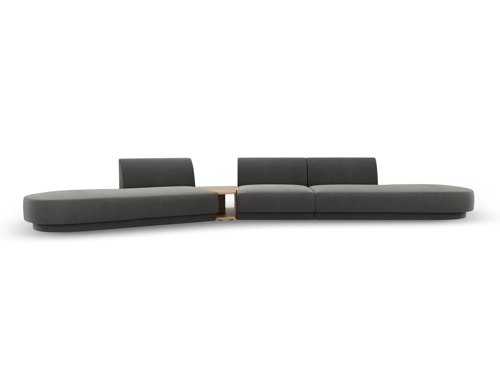 Miley Velour modulares Sofa links 5 Sitzer in Light Grey präsentiert im Onlineshop von KAQTU Design AG. L-Sofa links ist von Micadoni