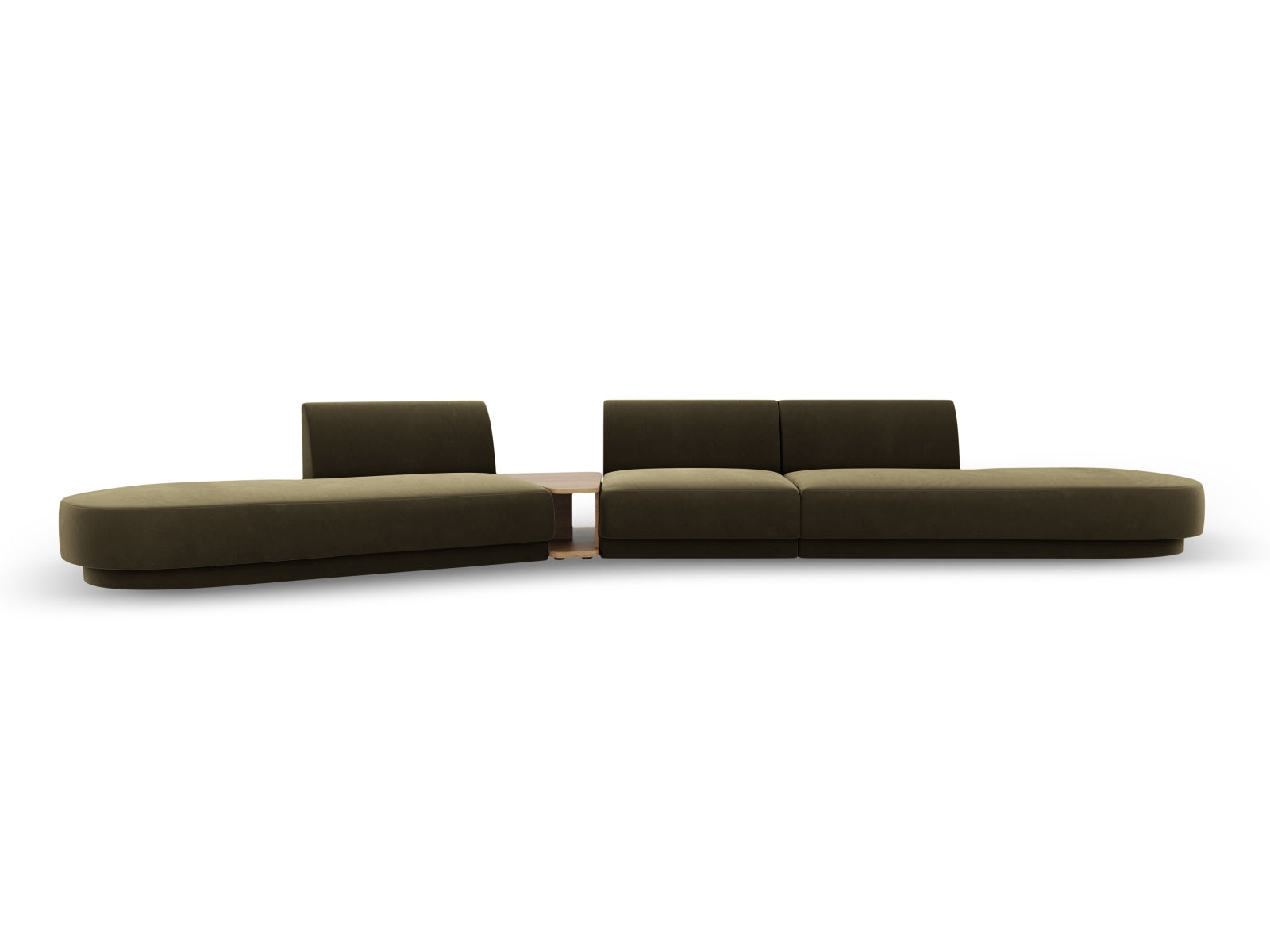 Miley Velour modulares Sofa links 5 Sitzer in Green präsentiert im Onlineshop von KAQTU Design AG. L-Sofa links ist von Micadoni