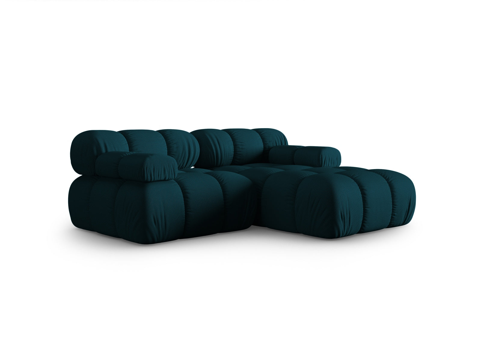 Elegantes Bellis Ecksofa in Navy Blue, 3-Sitzer, 155 cm, ideal für moderne Wohnräume, erhältlich bei KAQTU Design AG.