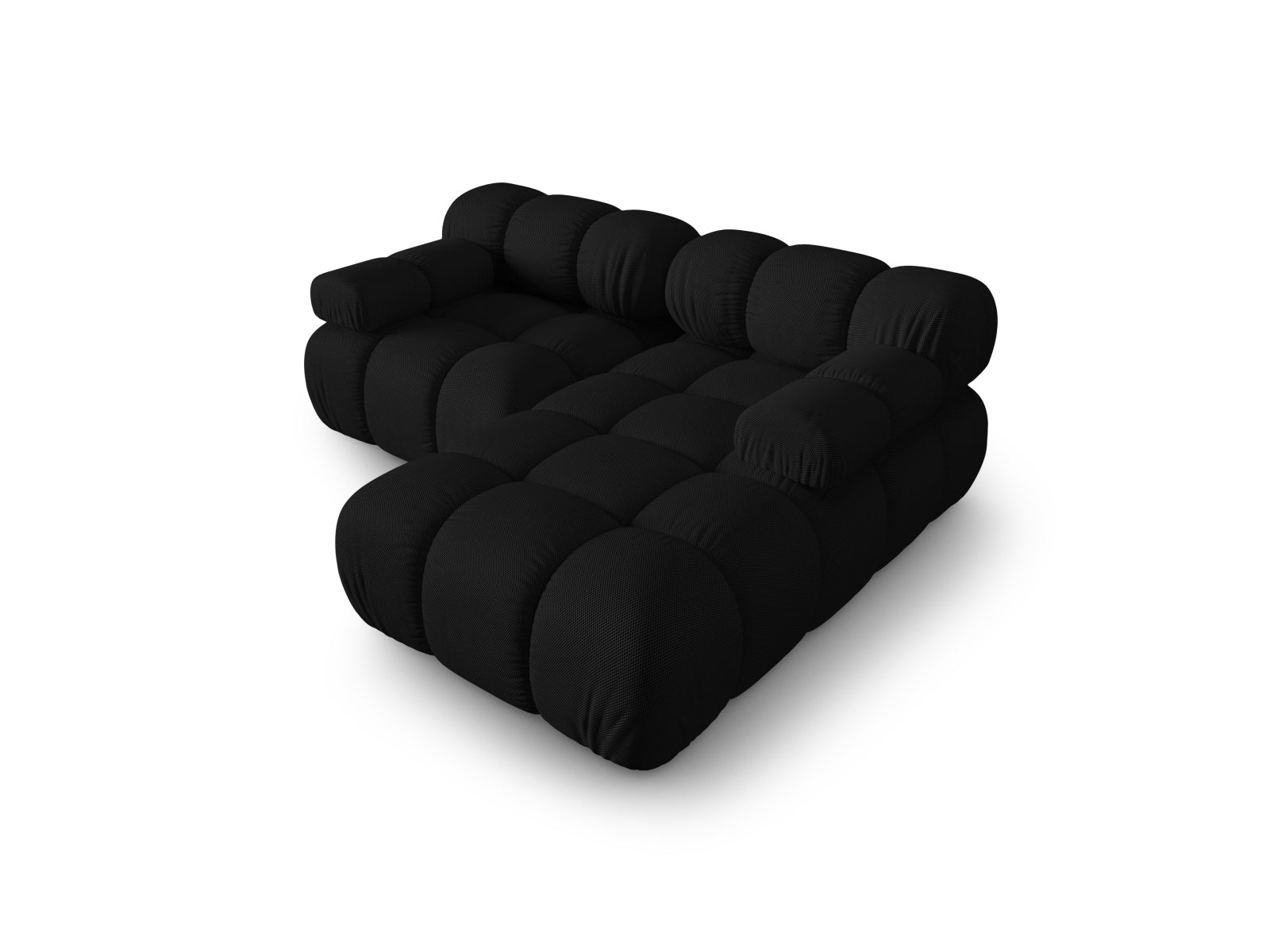 Stylisches Bellis Ecksofa in Schwarz, 3-Sitzer, 155 cm, perfekt für zeitgemäße Einrichtungen, erhältlich bei Micadoni.