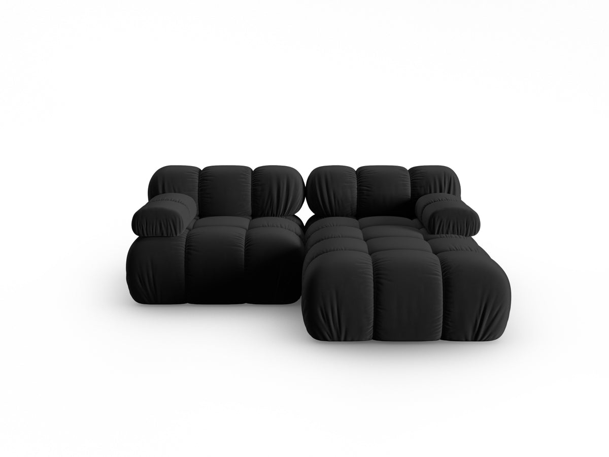 Bellis Velour modulares Ecksofa rechts 3 Sitzer 155cm in Black-Bluvel präsentiert im Onlineshop von KAQTU Design AG. L-Sofa rechts ist von Micadoni