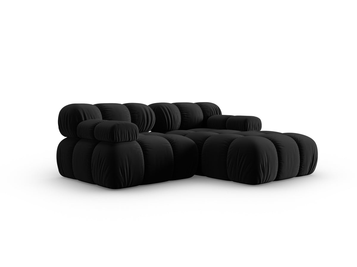 Bellis Velour modulares Ecksofa rechts 3 Sitzer 155cm in Black-Bluvel präsentiert im Onlineshop von KAQTU Design AG. L-Sofa rechts ist von Micadoni