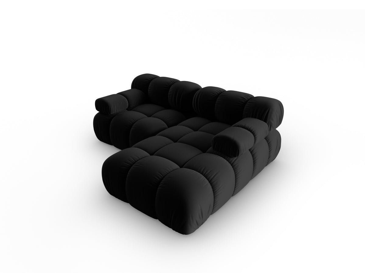 Bellis Velour modulares Ecksofa rechts 3 Sitzer 155cm in Black-Bluvel präsentiert im Onlineshop von KAQTU Design AG. L-Sofa rechts ist von Micadoni