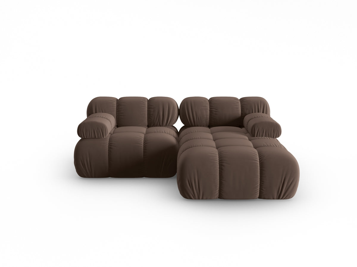 Bellis Velour modulares Ecksofa rechts 3 Sitzer 155cm in Dark Brown-Bluvel präsentiert im Onlineshop von KAQTU Design AG. L-Sofa rechts ist von Micadoni