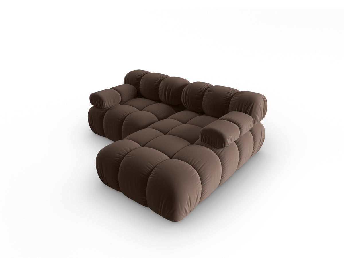 Bellis Velour modulares Ecksofa rechts 3 Sitzer 155cm in Dark Brown-Bluvel präsentiert im Onlineshop von KAQTU Design AG. L-Sofa rechts ist von Micadoni