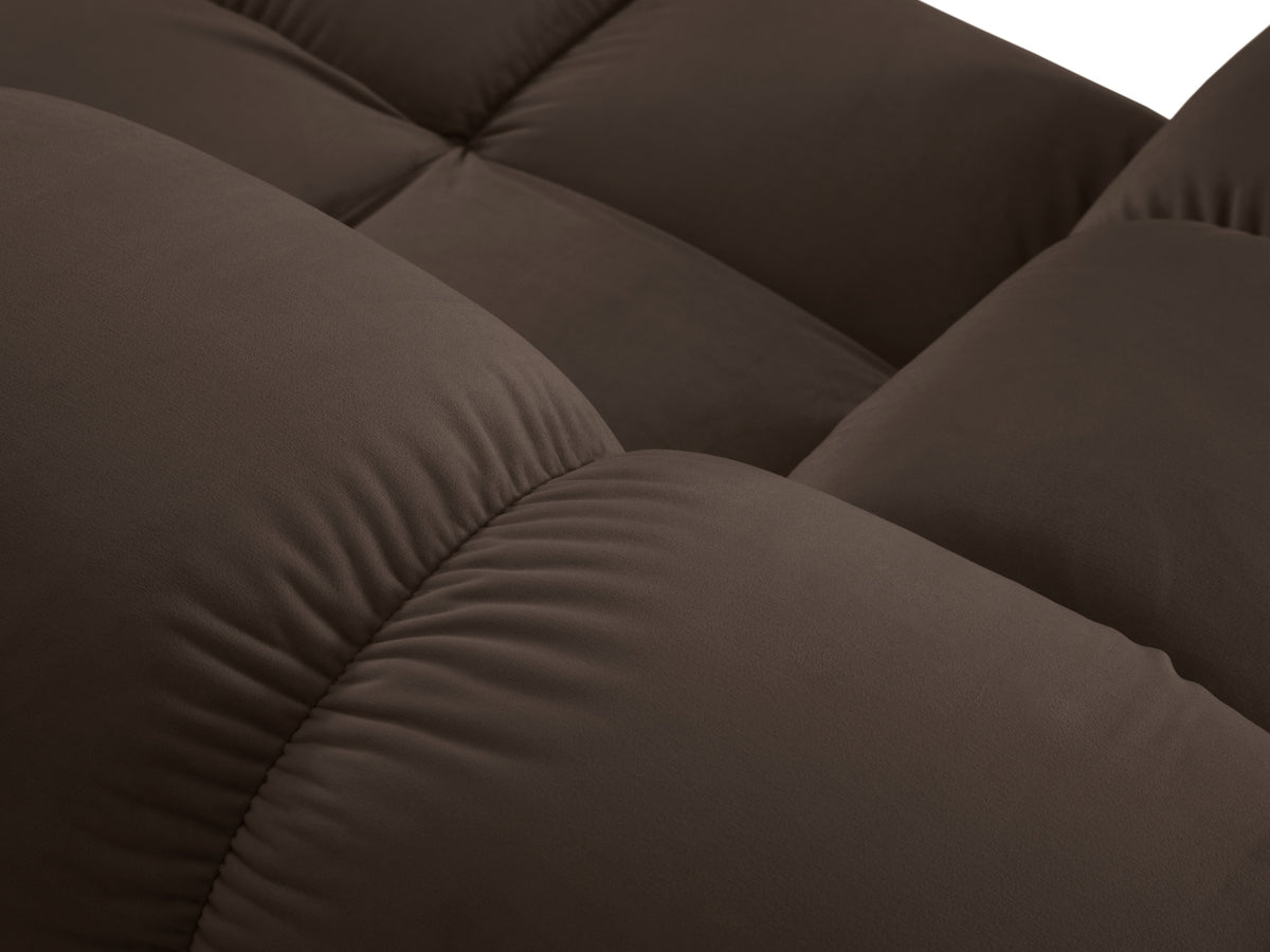 Bellis Velour modulares Ecksofa rechts 3 Sitzer 155cm in Dark Brown-Bluvel präsentiert im Onlineshop von KAQTU Design AG. L-Sofa rechts ist von Micadoni