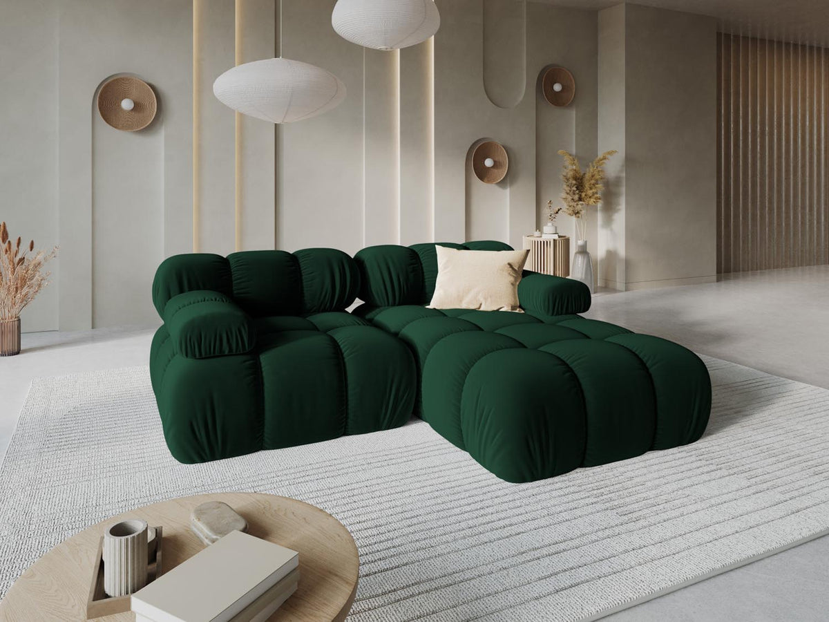 Bellis Velour modulares Ecksofa rechts 3 Sitzer 155cm in Bottle Green-Bluvel präsentiert im Onlineshop von KAQTU Design AG. L-Sofa rechts ist von Micadoni
